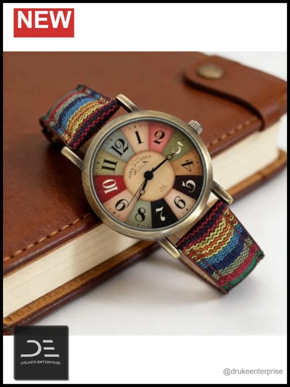 Multicolor Woven Strap Watch Fashion Rainbow Boho Hippie Casual